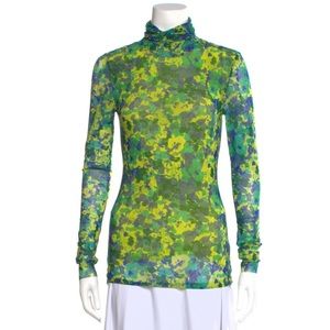 GANNI mesh floral turtleneck